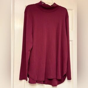 Women's Burgundy Turtleneck Top
